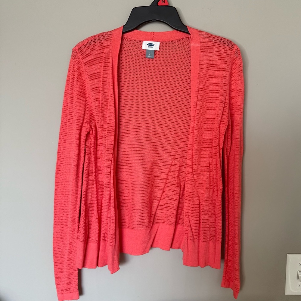 Old Navy Mesh Knit Coral Open Front Cardigan Size S